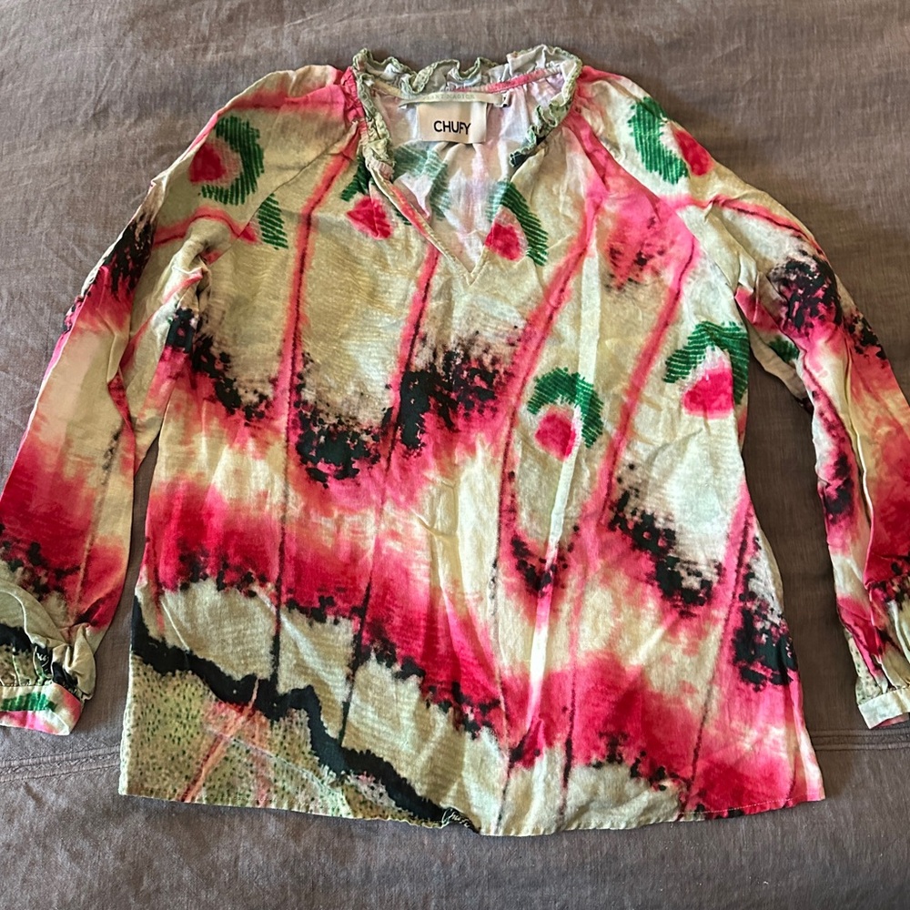 HUF Tie-Dye Pink and Green Blouse